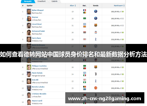 如何查看德转网站中国球员身价排名和最新数据分析方法