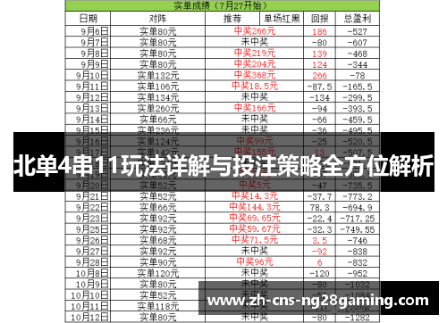 北单4串11玩法详解与投注策略全方位解析