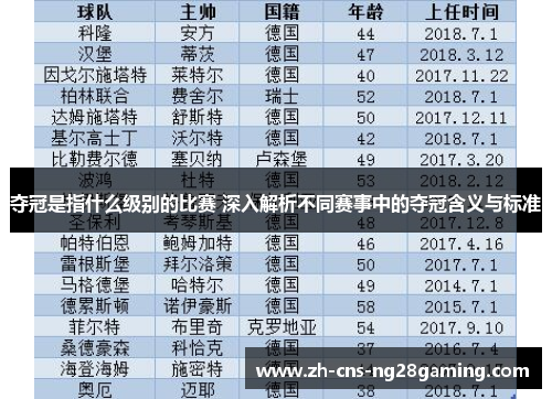 夺冠是指什么级别的比赛 深入解析不同赛事中的夺冠含义与标准