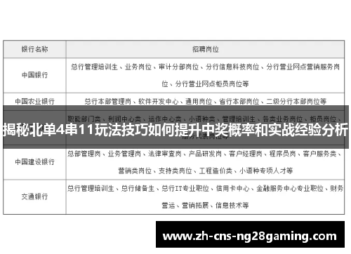 揭秘北单4串11玩法技巧如何提升中奖概率和实战经验分析